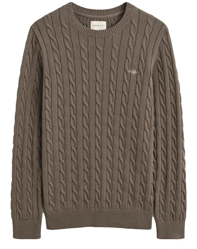 Gant - Cotton Cable C-Neck Strik - Faded Taupe